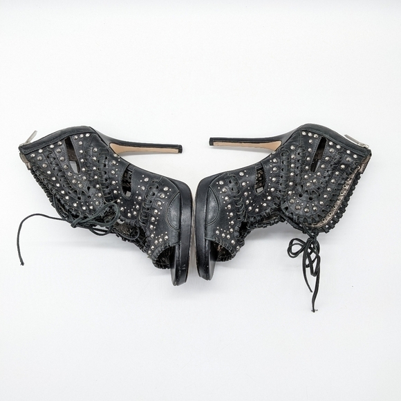 Sam Edelman Elyse black silver studded leather stiletto heel 5 - Picture 7 of 12